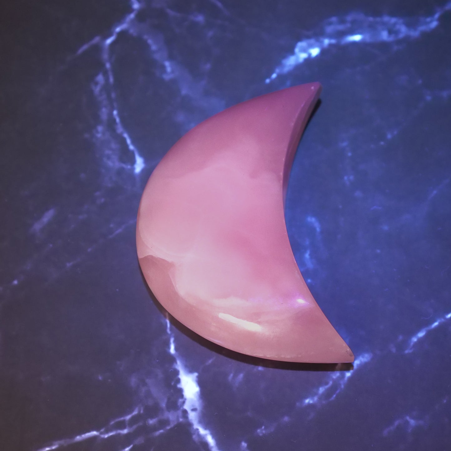 Pink Calcite Moon - UV Reactive (4in)