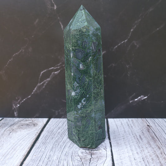 Moss Agate Tower 7.25in