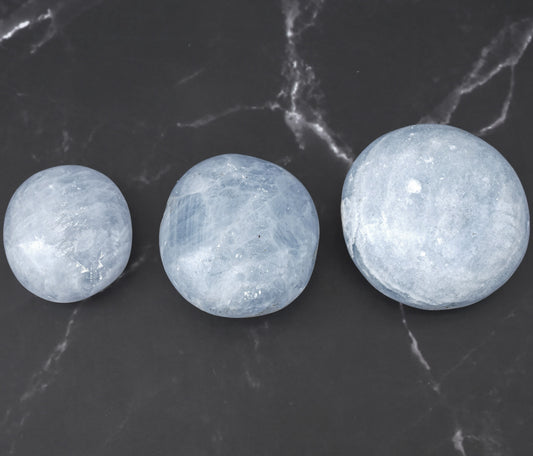 Blue Calcite Palm Stones (3 Options)