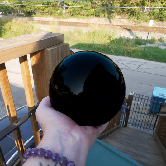 Giant Black Obsidian Sphere 4in - 4.4lb