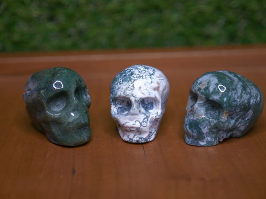 Moss Agate Skull